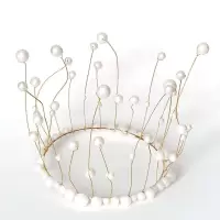 蛋糕装饰珍珠皇冠摆件烘焙海藻皇冠手工珍珠甜品台装扮女王头饰 珍珠皇冠(2个)