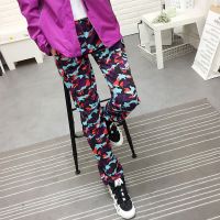 户外加厚加绒软壳冲锋裤女防水透气修身迷彩保暖滑雪登山裤冬大码 紫色 L