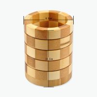 竹筷筒筷子筒饭店家用沥水收纳筷笼子复古竹制筷子桶串串香签子桶 斑马纹筷筒[1个]