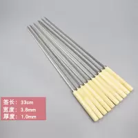 木柄圆签扁签不锈钢烧烤签鸡翅叉子组合羊肉串烧烤签子铁签烧烤工 55支