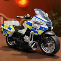 仿真铁骑摩托车回力合金车模型灯光声效赛车3岁男孩儿童玩具礼物 (国宾)白色警车