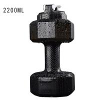 创意哑铃健身水壶充水哑铃水杯便携注水哑铃塑料壶练臂肌健身器材 黑色一只 550ML