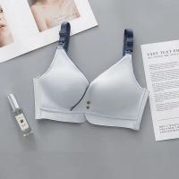 孕妇内衣防下垂聚拢无痕喂奶专用罩杯哺乳文胸怀孕期中夏季薄款女 灰蓝色-单件 75B