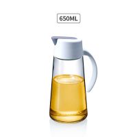 日本ASVEL玻璃油壶防漏厨房大容量油罐酱油瓶自动开合调味瓶650ml 白色-650ml