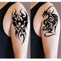胸前霸气龙头纹身贴防水男女持久半臂手臂胸部龙狼头仿真刺青贴 一套二张图腾H14+25