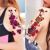 3d花朵纹身贴 防水持久女性感胸前手臂牡丹 玫瑰腹部遮疤仿真刺青 2张不同款 套餐1