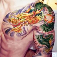 披肩龙半甲纹身贴 霸气大图 刺青过肩龙头纹身防水防汗黄龙持久贴 一张