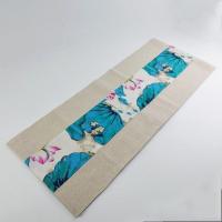 中式禅意棉麻茶席民族风桌布蓝印花茶道茶席桌旗餐桌布电视柜盖布 绿荷 90x30cm