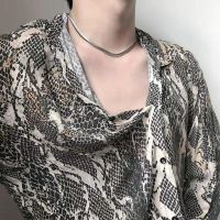流苏柳钉百搭钛钢锁骨项链嘻哈项链男潮ins街头风古巴冷淡配饰 蛇骨扁链50cm不掉色