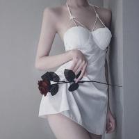 奶味少女:性感小胸钢托镂空吊带蕾丝御姐睡衣睡裙 摩登女郎 白色 均码 80-120