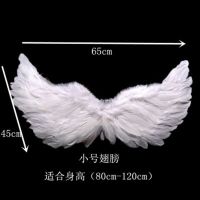 天使翅膀道具 儿童小翅膀 婚庆花童走秀恶魔翅膀装饰羽毛玩具白色 白色 天使环+天使棒