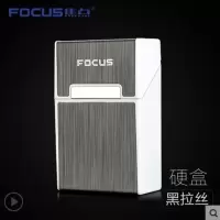 烟盒10支装直冲超薄 带防风打火机烟盒10支装自动弹带打火机 焦点023不带打火机烟盒黑色