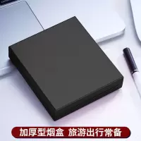 全金属烟盒20支装男士超薄铁烟夹个性创意防压防潮男香烟盒子便携 黑色 光板