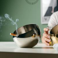 创意加厚不锈钢半球防风烟灰缸KTV网吧家用高档烟灰缸赠品可LOGO 亮光单卡烟口(送灭烟清洁剂)