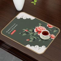 Q弹硅胶防烫垫餐垫免洗复古中国花瓶垫子烟灰缸垫茶具茶点餐盘垫 花梢-A款 Q弹硅胶皮革餐垫30X40CM