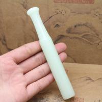 玉石烟袋嘴 天然玉石石英岩玉烟嘴 旱烟袋烟锅配件 男士老人烟具 白色 5---6厘米