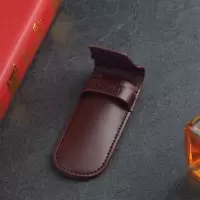 YIYO丹麦手工真皮烟嘴皮套石楠木过滤烟嘴便携筒循环型海柳烟嘴盒 圣米歇尔棕