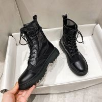 马丁靴女夏天穿2021夏季最新款薄款透气配裙子黑色平底学生短靴子 黑色 网面普通版 36