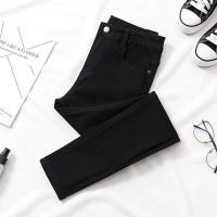 黑色高腰牛仔裤女修身显瘦百搭九分裤春夏新款弹力紧身小脚裤子 130黑色[收藏送腰带]常规款九分裤 32 [135-145