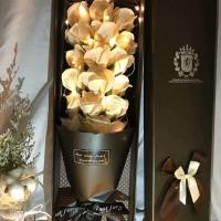 七夕情人节生日礼物女生送女友闺蜜浪漫香皂花肥皂花玫瑰花束礼盒 18朵香槟