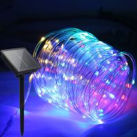 不插电彩灯条led灯带闪光灯 花园布置氛围灯户外防水太阳能庭院灯 彩色 USB铜线灯 7米 2模式
