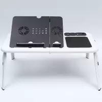 便携式笔记本电脑桌立式可折叠学生用 USB散热床上笔记本电脑支架 白色PP料(外贸便宜款)