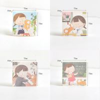 三年二班 麻球童话镇便携便签本卡通学生记事本单词本考研备忘本 4本装 大海+城市+游乐场+教室