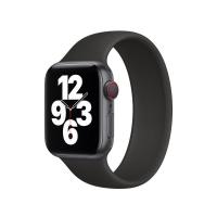 适用苹果手表一体尼龙编织单圈表带Apple Watch腕带iWatch 1-6/SE 黑色硅胶版 38mm XS码
