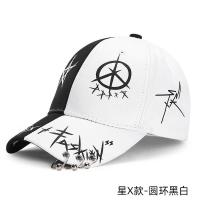 帽子男韩版潮ins鸭舌帽夏天百搭女休闲棒球帽潮牌防晒遮阳帽学生 星X-圆环款黑白 可调节(套餐一:单独帽子)