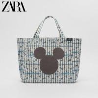 ZARA女包新款迪士尼米老鼠印花扎染购物包帆布米奇托特妈咪包 蓝色