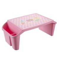 写字桌可调节儿童学习桌多功能加厚小学生塑料床上带收纳早教书桌 粉红色 单品