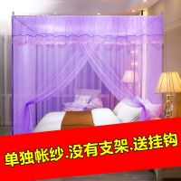 单蚊帐家用1.8米床单支架单帐纱公主风1.5米床1.0m1.2m宫廷三开门 一开门单帐纱[没有支架]紫色 适合[1.0X