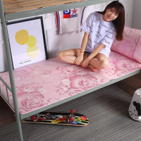 学生宿舍卡通冰丝凉席夏天单人冰丝席加厚凉席两件套住宿空调席 粉色花朵(无枕套) 80*195cm