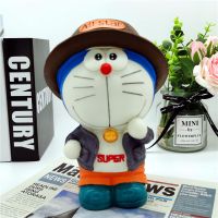 超大号叮当猫防摔存钱罐储蓄罐机器猫摆件储钱罐男女卡通儿童礼物 礼帽叮当-蓝鞋