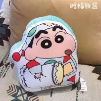 日本蜡笔小新单面印花毛绒抱枕卡通动漫周边 床头沙发靠垫 睡帽小新 50厘米