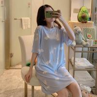 日系蜡笔小新同款睡衣男女生长袖长裤春秋季情侣可爱ins风家居服 [蓝色]鹿短袖睡裙 关注店铺送礼品 M 80-100斤