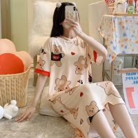 睡衣女夏季短袖七分裤卡通2021年新款可爱春夏天家居服套装薄款 SY-8701. 主图款(睡裙) S 码(适合70-85