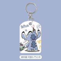 史迪奇可爱卡套挂脖门禁卡包多功能厂牌工作证公交地铁卡通防丢链 小方形-背影史迪奇