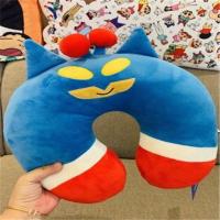 ]可爱少女心蜡笔小新连帽U型可爱护颈枕午睡枕带帽子男女u枕[9月3日发完] 蓝色超人U型颈枕(送小新胸针)