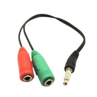 电脑耳机耳麦转接线手机耳机麦克风一分二转换头音频二合一分线器 电脑耳机转接线一公两母普通版