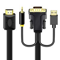 晶华 vga转hdmi高清1080P老电视电脑笔记本接投影仪显示器转换线 0.5m