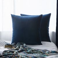 北欧天鹅绒抱枕靠垫客厅沙发靠枕办公室椅子靠背简约抱枕套不含芯 藏蓝 30*50抱枕套