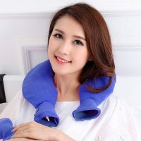 好又惠u型热水袋注水颈椎热敷暖水袋暖脚神器灌水暖手袋豹纹 蓝色