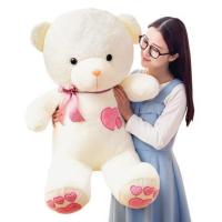 毛绒玩具泰迪熊公仔小号布娃娃熊猫抱抱熊送女友小熊宝宝 粉色心心相印熊 全长直量45厘米(送拉花袋)