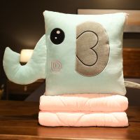 玩偶抱枕被子两用办公室午睡小枕头车载毯子二合一款车用夏季靠枕 小象 抱枕38厘米(被子打开1x1.5米)
