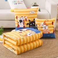 四季折叠抱枕被子两用汽车靠背办公室午休夏凉空调被沙发午睡枕头 淘气狗（普通款） 40打开被子100*150cm可机洗