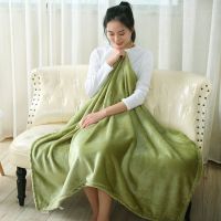 小毛毯小被子珊瑚绒毯子办公室毯子午睡毯冬季单人学生盖腿小毯子 秋香绿 70*100cm重0.5斤