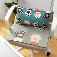 夏季办公室坐垫久坐透气凉垫夏天冰丝凉席学生小凳子椅子椅垫座垫 喵爪贩卖-绿 45X45cm[椅垫]