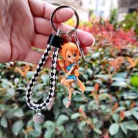 海贼王钥匙扣汽车书包挂件手办周边男女卡通公仔路飞索隆艾斯女帝 娜美亮钱+黑白绳约7cm 普通包装