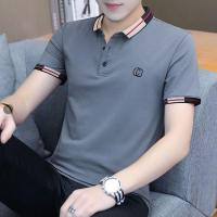 [高品质棉]夏季男士短袖POLO衫休闲半袖翻领t恤潮流上衣男体恤 144深灰色 M (90-115斤)